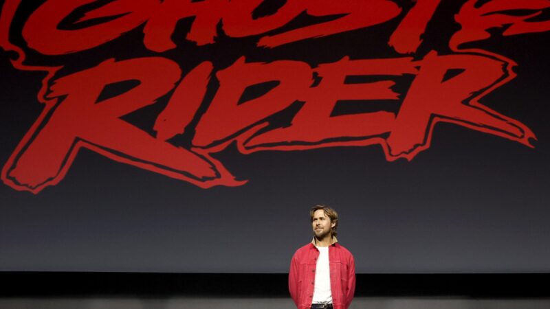 Ryan Gosling on stage at Comic-Con being announced as Ghost Rider