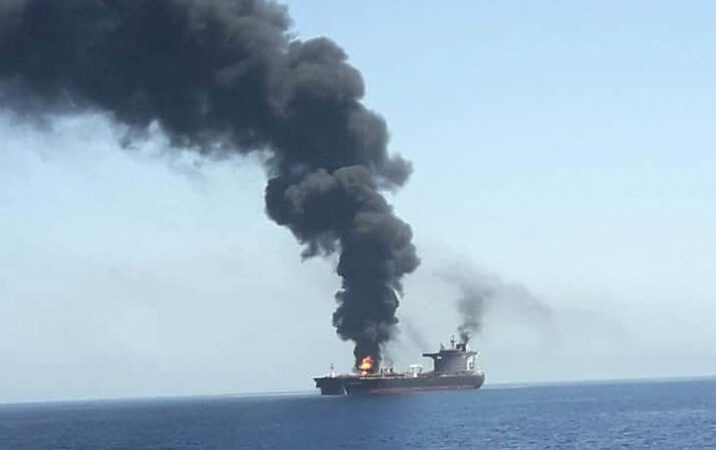 Strait of Hormuz Tanker Explodes After Hitting Sea Mine