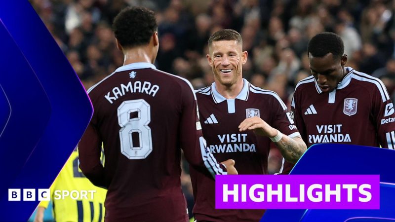 Ross Barkley celebrates his goal for Aston Villa with Boubacar Kamara