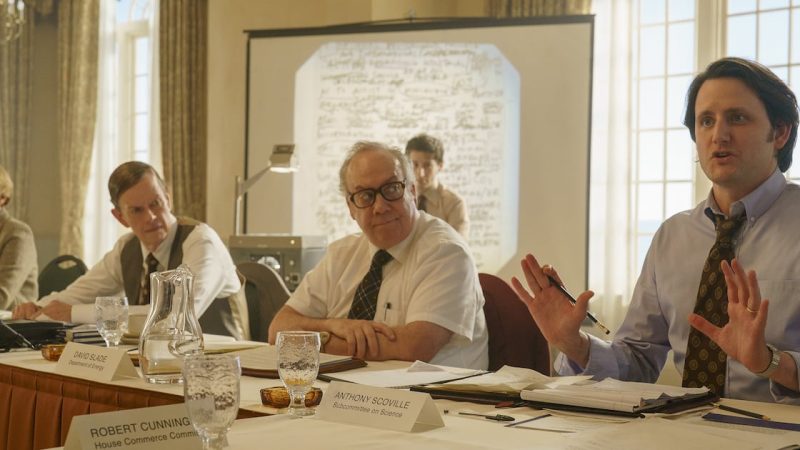 Paul Giamatti, Zach Woods, and Noah Robbins in A Statement (2026)