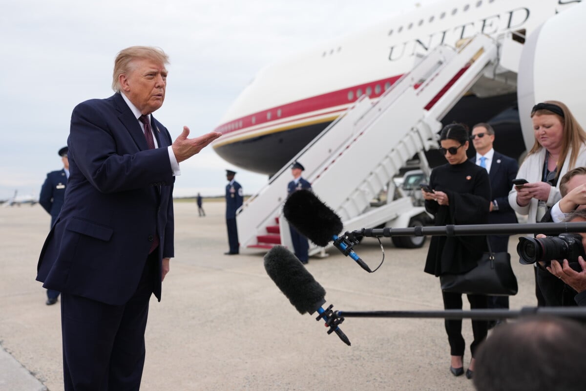 President Donald Trump speaks to reporters before boarding Air Force One, Wednesday, Oct. 28, 2026, at Joint Base Andrews