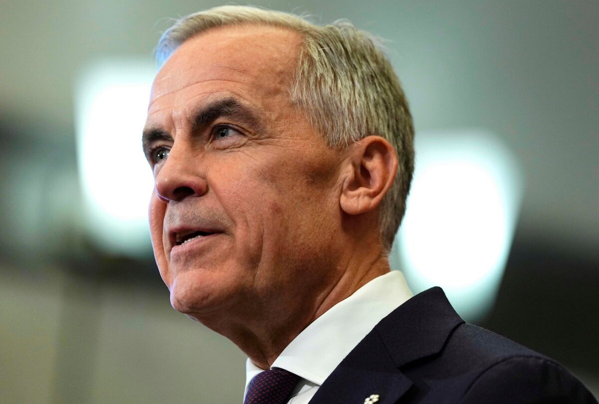Canada Prime Minister Mark Carney and Ontario Premier Doug Ford, not shown, participate in a joint news conference on