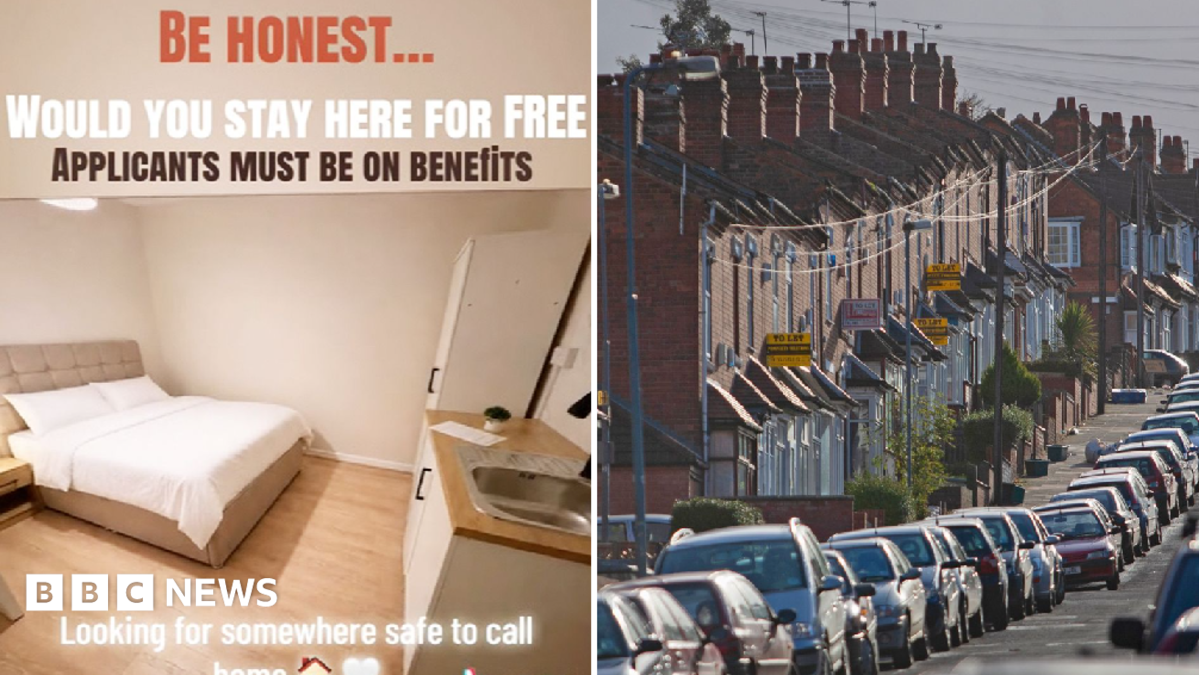 An advert asking for saying "looking for somewhere safe to call home" alongside an image of houses on a residential street